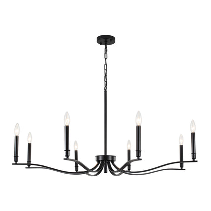 Matte Black 8-Bulb Curved Arm Chandelier