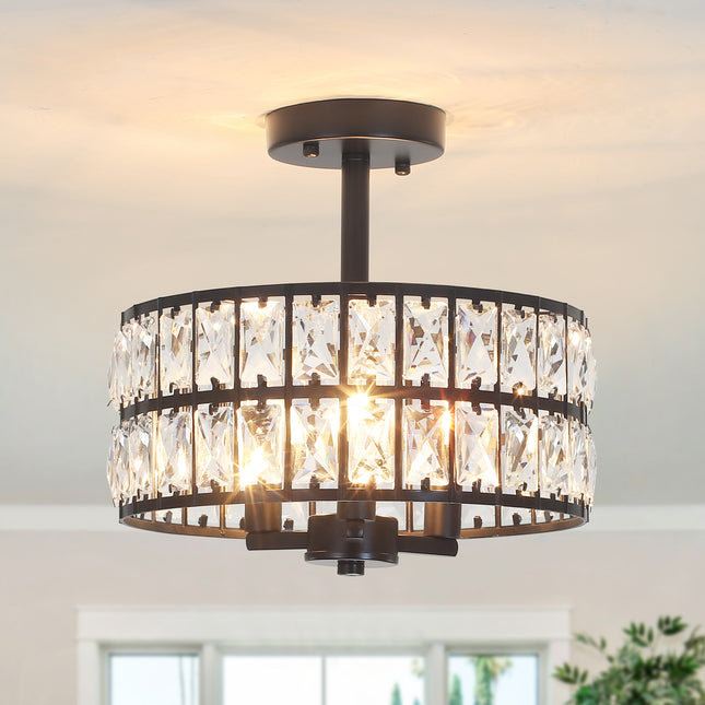 Ceiling Light Modern Crystal Shade 3-Light