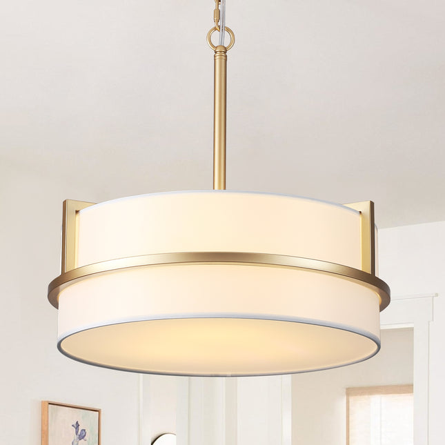 Gold Fabric Drum Pendant