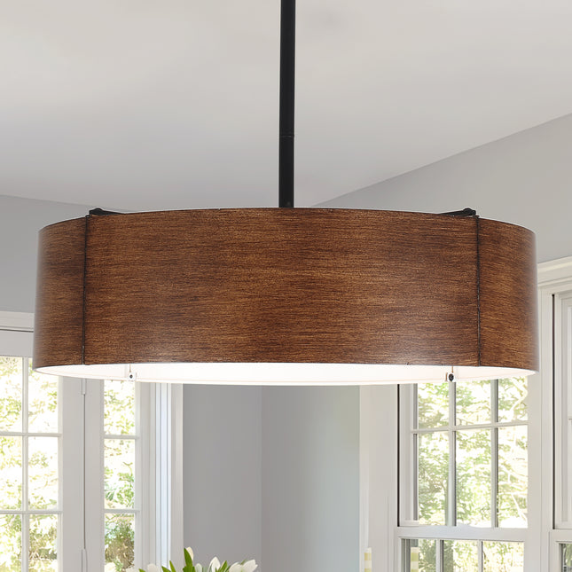 Black 5-Light Convertible Drum Chandelier