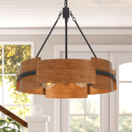 5-Light Black & Rustic Brown Iron Chandelier