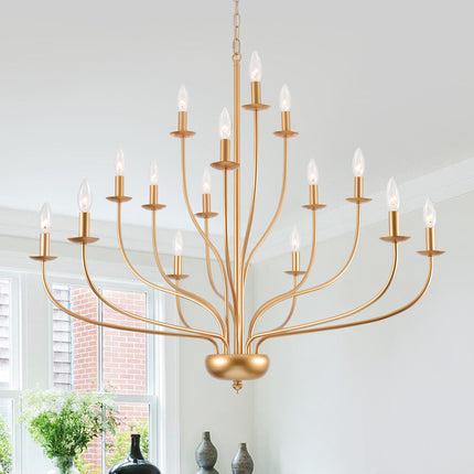 3-Tier 15-Light Matte Black Candelabra Chandelier
