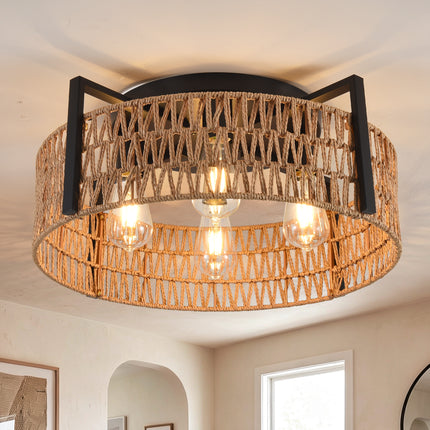 4-Light Woven Rope Ceiling Light 