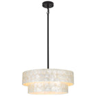 5-Light Black 2-Tier Capiz Shell Drum Chandelier