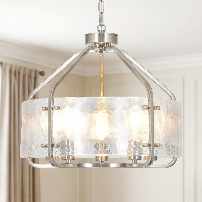 Satin Nickel 5-Light Glass Chandelier