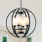 4-Light Black Globe Chandelier