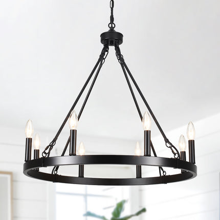 Chandelier Candle Wagon Wheel 8-Light