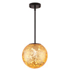 Matte Black Gold Foil Globe Pendant