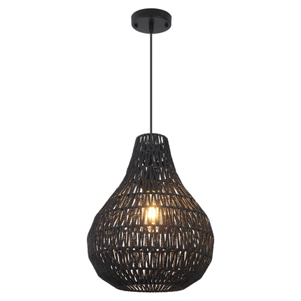 Pendant Light Black Paper Rattan Shade