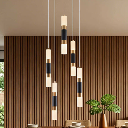 Modern 5-Light LED Cylinder Pendant Light