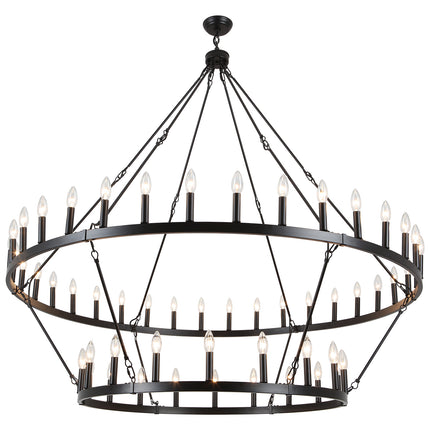Chandelier Candle Wagon Wheel 36+18-Light