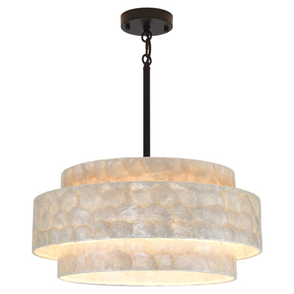 Black 5-Light 3-Tier Capiz Shell Chandelier