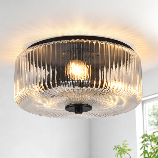 Modern Black 3-Light Glass Shade Ceiling Fixture