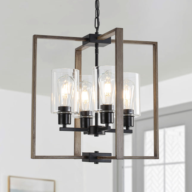 4-Light Chandelier with Clear Glass