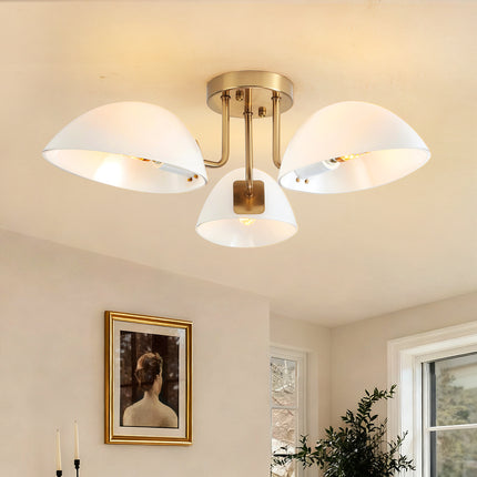 Ceiling Light Milky White Glass 3-Light