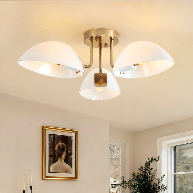Ceiling Light Milky White Glass 3-Light
