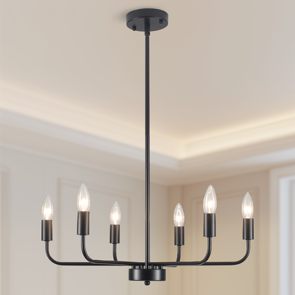6-Light Matte Black Farmhouse Chandelier