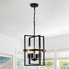 4-Light Black Geometric Cage Chandelier