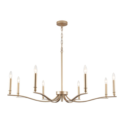 Matte Black 8-Bulb Curved Arm Chandelier