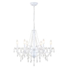 Elegant Glossy White 6-Bulb Crystal Chandelier