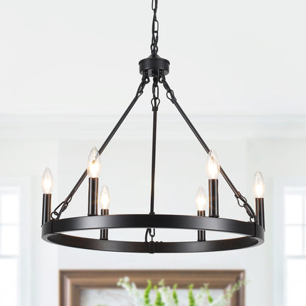 Chandelier Candle Wagon Wheel 6-Light