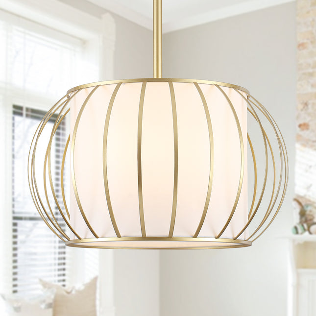 Brass Gold Wire Chandelier, 4-Light