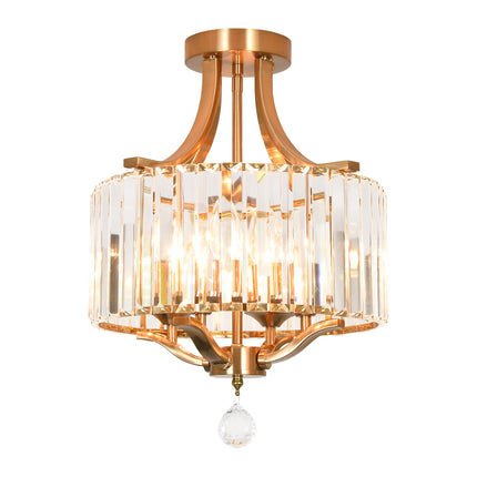 4-Light  Modern Copper Crystal Ceiling Light