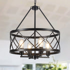 4-Light Black Geometric Drum Chandelier