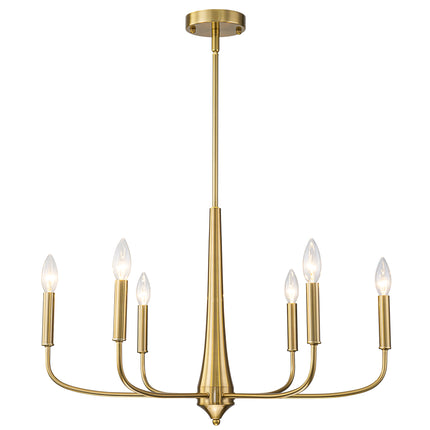 6-Light Brushed Brass Chandelier