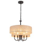 Rustic Black 2-Tier Linen Chandelier 5-Light