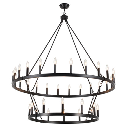 Chandelier Candle Wagon Wheel 24+12-Light