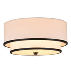 3-Light Black Double Drum Flush Mount Ceiling Light