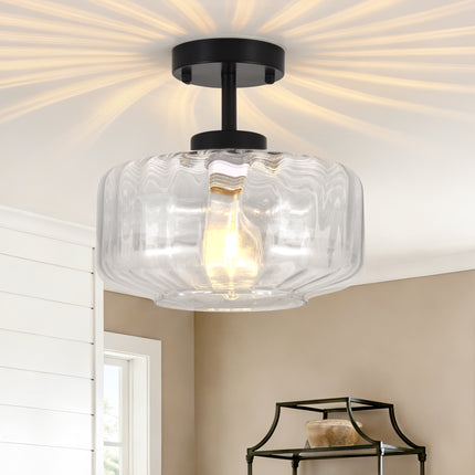 Black Clear Glass Ceiling Light