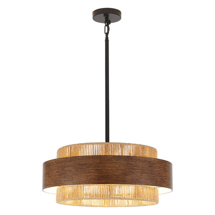 Farmhouse 5-Light Woven Rope Chandelier