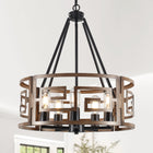 5-Light Farmhouse Wood Drum Chandelier