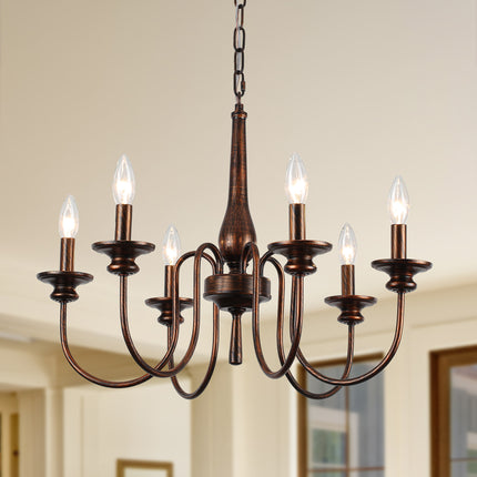 6-Light Black Gold Chandelier