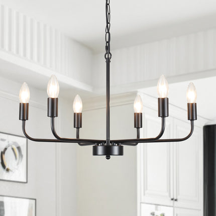 6-Light Modern Farmhouse Black Chandelier