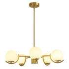 5-Light Brushed Brass Convertible Globe Ceiling Light with Milk Glass
