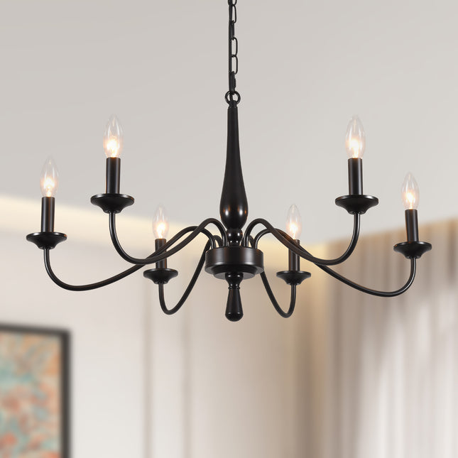 Classic Black 6-Bulb Candle Chandelier