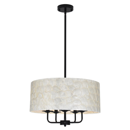 5-Light Antique Gold Capiz Shell Drum Chandelier