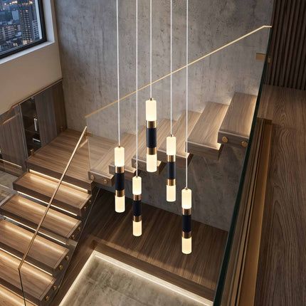 Modern 5-Light LED Cylinder Pendant Light