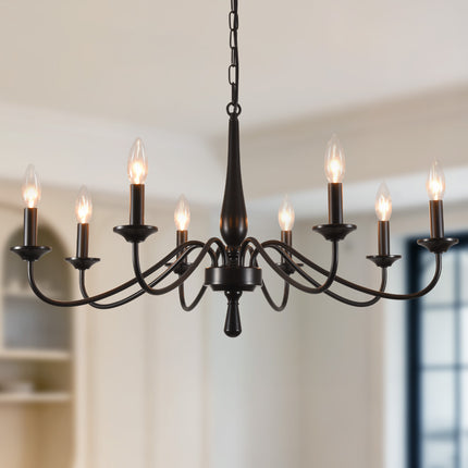 Classic Black 8-Bulb Candle Chandelier