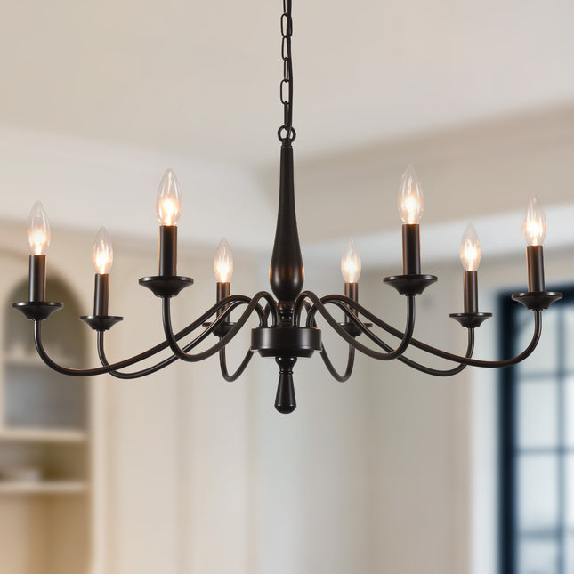 Classic Black 8-Bulb Candle Chandelier