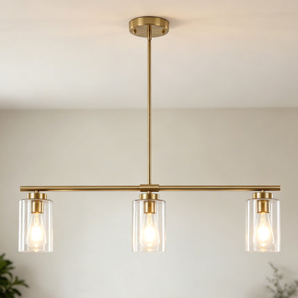 3-Light Brass Kitchen Island Pendant Light