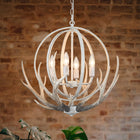 4-Light Antique Whitewash Sphere Chandelier