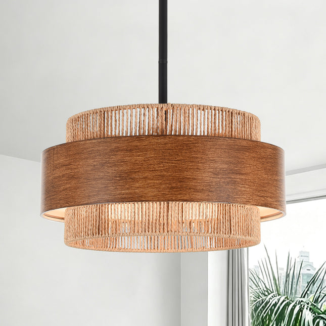 Small Boho Woven Rope  Chandelier