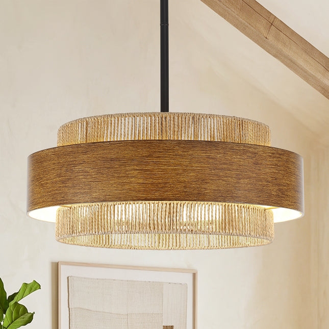 Farmhouse 5-Light Woven Rope Chandelier