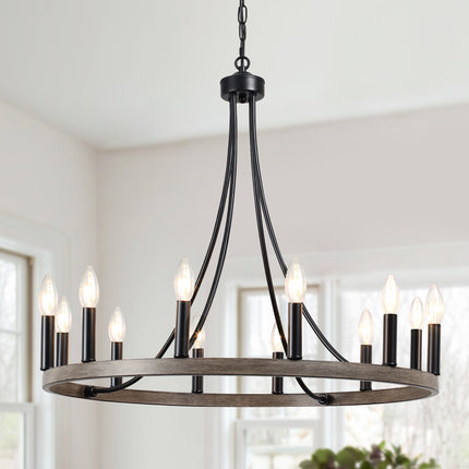 Chandelier Wagon Wheel 12-Light