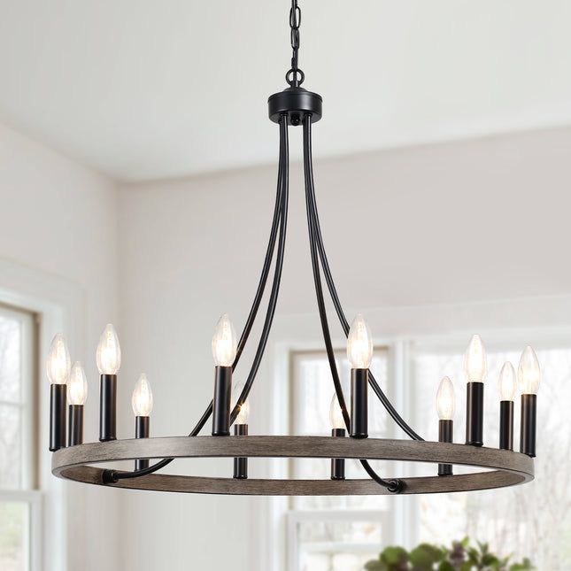 Chandelier Wagon Wheel 12-Light