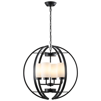4-Light Black Globe Chandelier